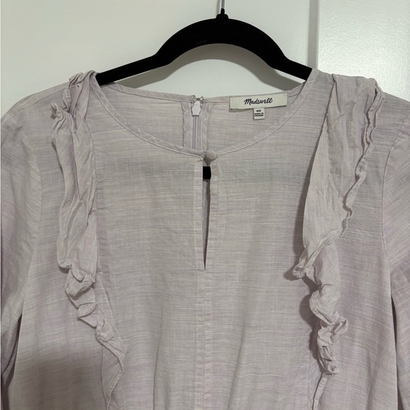 Madewell Ruffle Shoulder Mini Dress Lavender Heather Botanical Size 00 - Picture 2 of 7